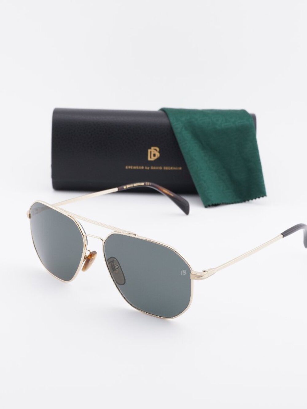 David Beckham DB 1041/S 006J QT Aviator Sunglasses -  Gold/Havana / Green